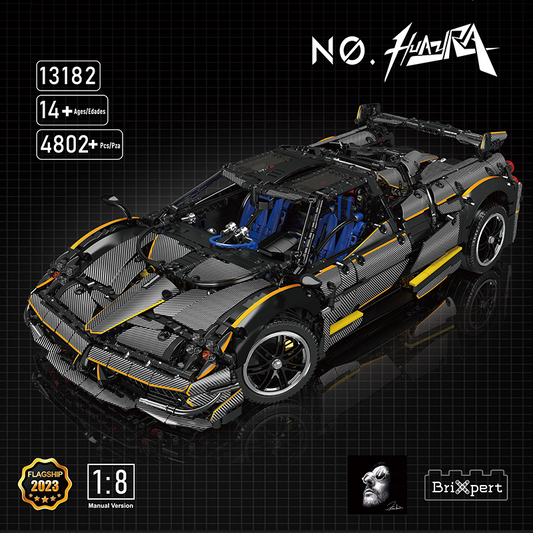 (A) Mould King 13182 Carbon Fibre Pagani Sports Car Building Blocks Set for Adults and Kids, 1:8 Scale Realistic Supercar with Authentic Features, Racing Car Building Toy, Racecar Collection Building Bricks Toy, Gift for Boys Aged 14+, 4802+ PCs