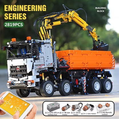 Mould King 19007 Construction Vehicles, Pneumatic Series Building Bricks Truck Set, Pneumatic Technic Motor Building Blocks, Gift for Adults/Kids Aged 8+ (2819+ PCs)