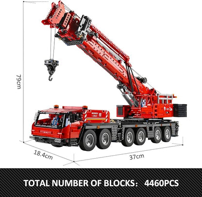 (B) Mould King 17013 GMK Crane Mobile Construction Vehicle Building Blocks Kits, MOC Building Bricks Set, Gift Toy for Kids Aged 8+ /Adult Building Bricks Lego Technic (4460 Pieces with Motor/APP Remote Control)