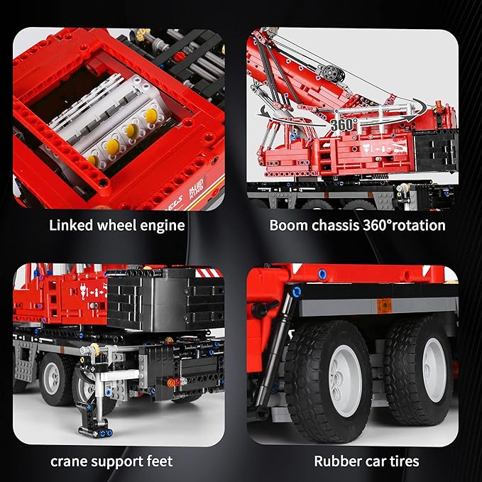 (B) Mould King 17013 GMK Crane Mobile Construction Vehicle Building Blocks Kits, MOC Building Bricks Set, Gift Toy for Kids Aged 8+ /Adult Building Bricks Lego Technic (4460 Pieces with Motor/APP Remote Control)