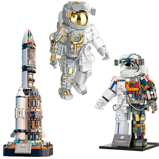 JAKI JK9106 Daybreak Project Space Astronaut, Rocket Set, Compatible with LEGO, Bricks, Semi-see-through Astronaut, Small Building Blocks Toys, Toys for Boys, Spaceman Building Bricks, 900+ PCs