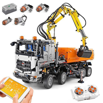 Mould King 19007 Construction Vehicles, Pneumatic Series Building Bricks Truck Set, Pneumatic Technic Motor Building Blocks, Gift for Adults/Kids Aged 8+ (2819+ PCs)