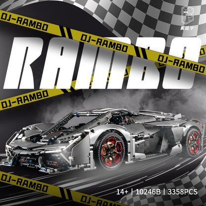 Kbox 10246B Rambo 3000 Years Roadster 1:8 Replica Building Bricks Car Set, Lamborghini Sports Car Toy with Separate RC Motors Compatible, Gift and Collectible for Adults/Teens Age 12+ (3358+ PCs)