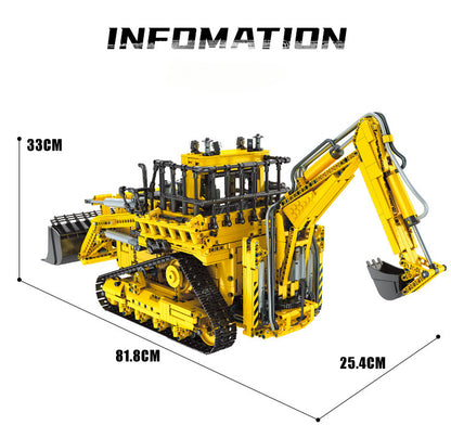 (C) Mould King 17023 Excavator and Bulldozer 2 in 1, Pneumatic RC Bulldozer Building Bricks Set, APP Remote Control Construction Vehicles Model with Motors, Gift Toy for Kids and Adults Aged 14+, 3963+ Pieces