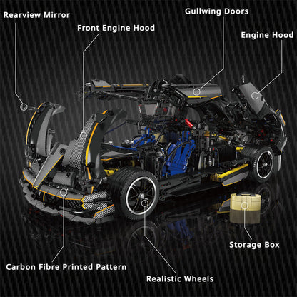 (A) Mould King 13182 Carbon Fibre Pagani Sports Car Building Blocks Set for Adults and Kids, 1:8 Scale Realistic Supercar with Authentic Features, Racing Car Building Toy, Racecar Collection Building Bricks Toy, Gift for Boys Aged 14+, 4802+ PCs